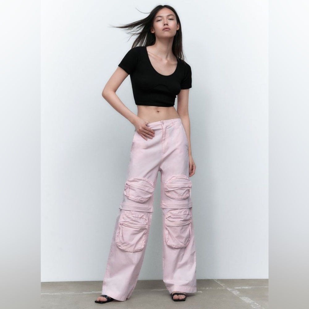 Zara Pink Convertible Cargo Pants Size 26 (US 2)